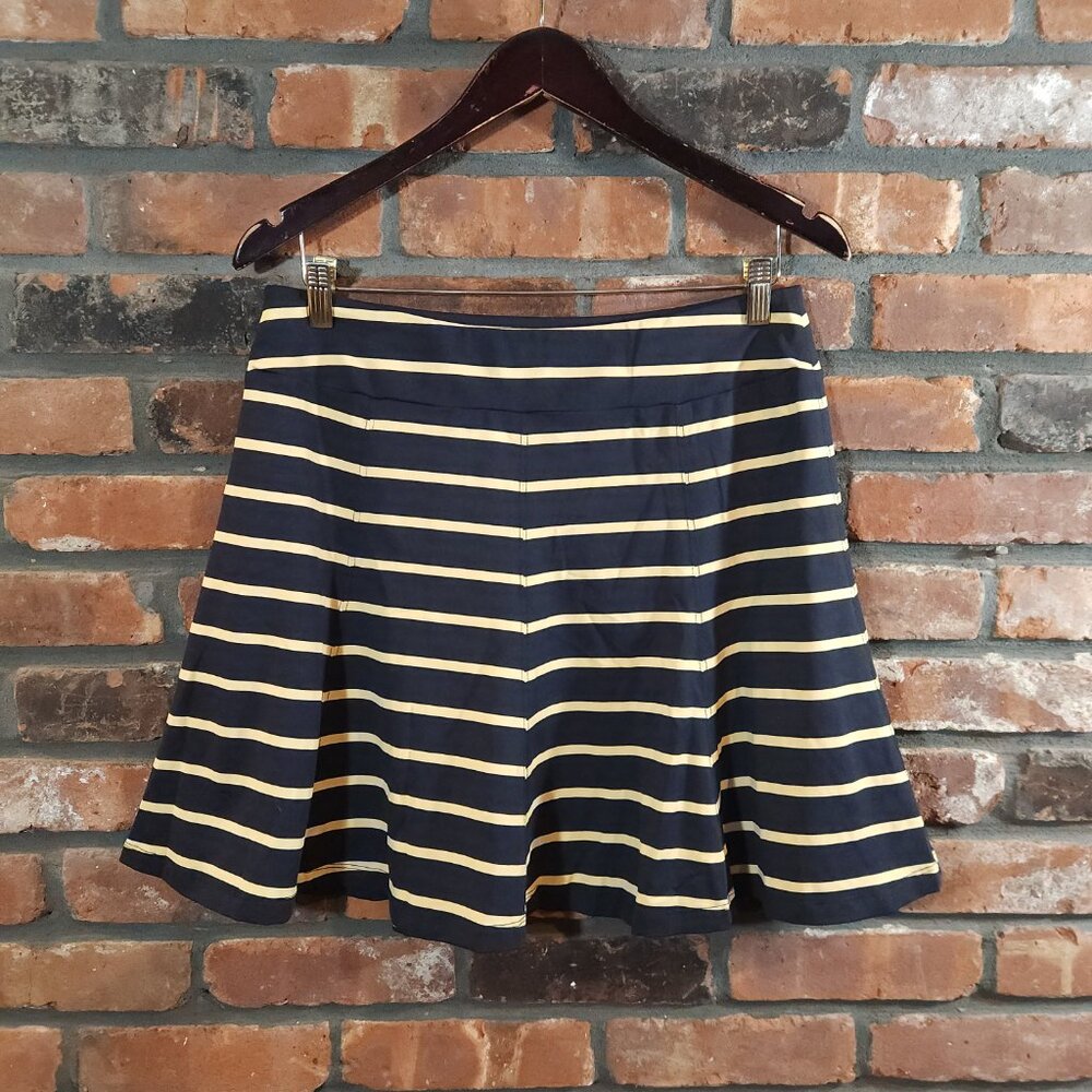 J. McLaughlin Catalina Cloth A-line Mini Skirt in Black & Gold Stripe Women's M - Picture 5 of 7